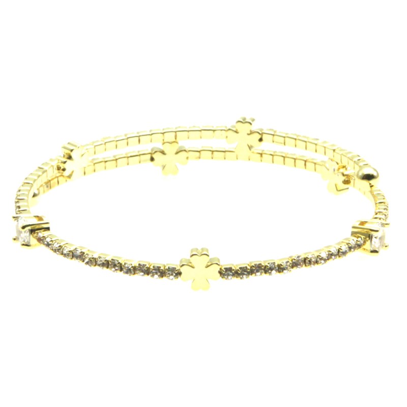 bracciale donna quadrifogli e strass rigido