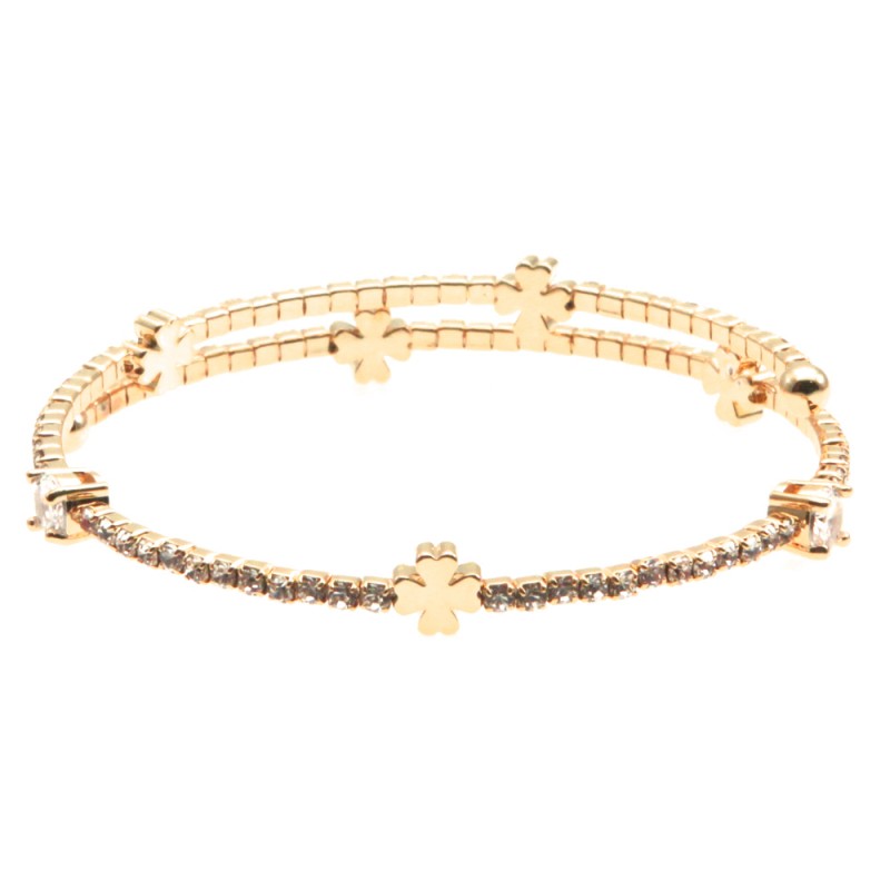 bracciale donna quadrifogli e strass rigido