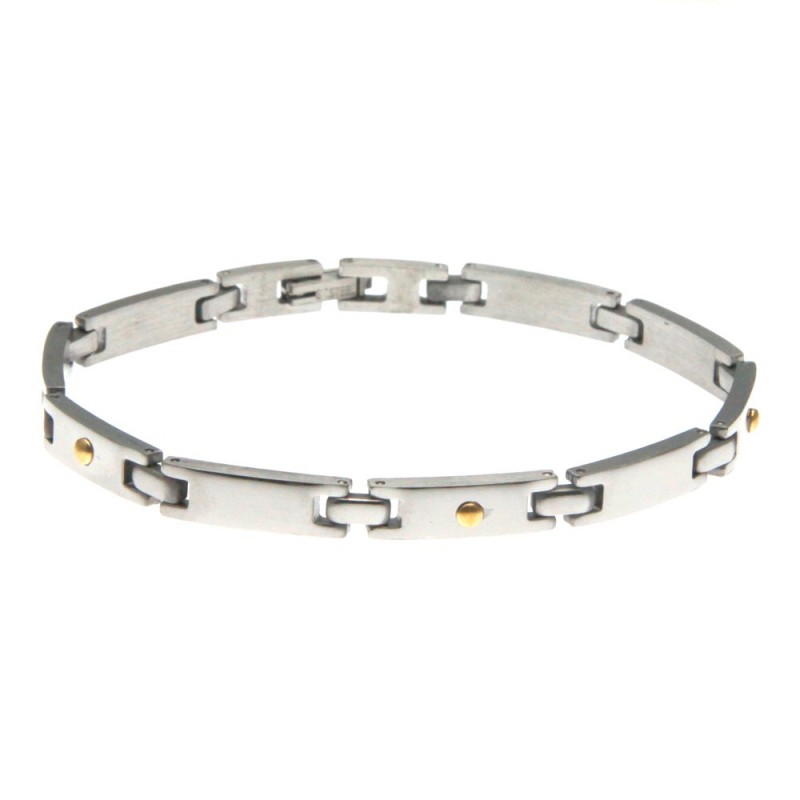 bracciale uomo imperniato in acciaio e oro