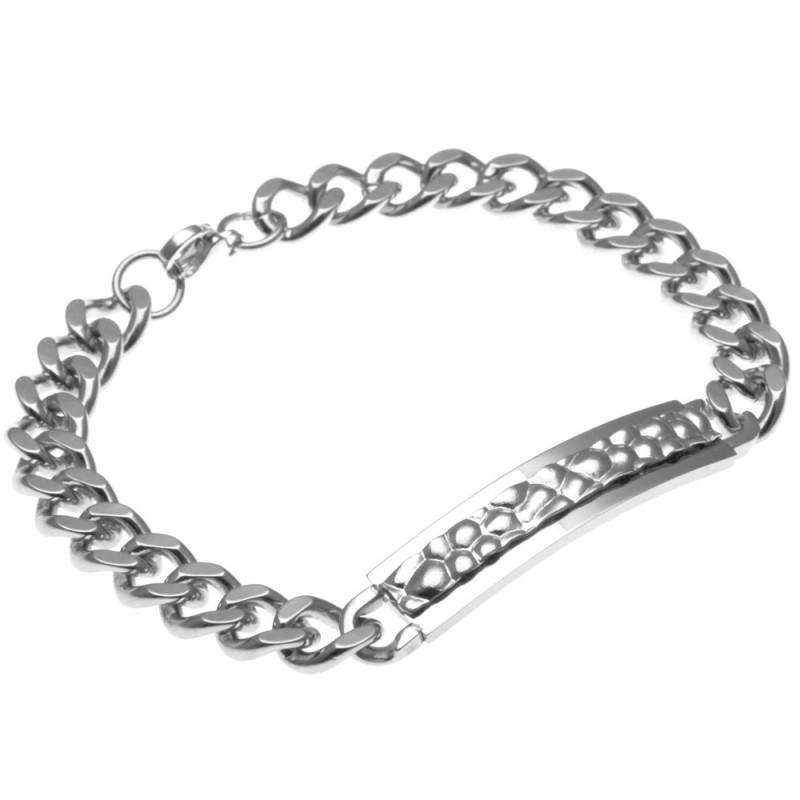 bracciale uomo groumette con piastra lavorata