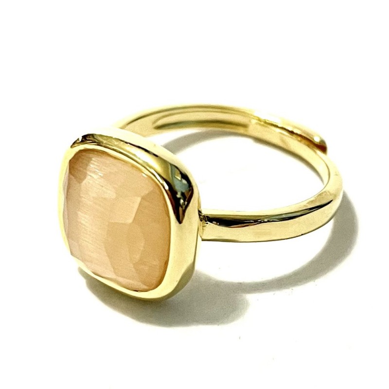 Anello donna con pietra in bronzo dorato