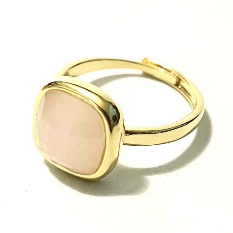 Anello donna con pietra in bronzo dorato