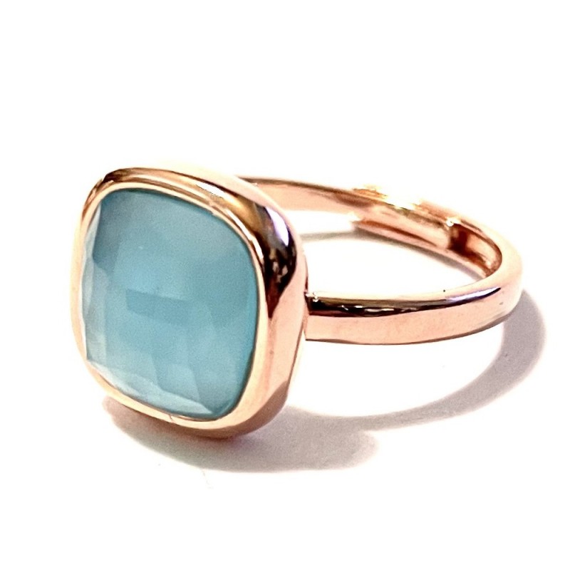 Anello donna con pietra in bronzo ramato