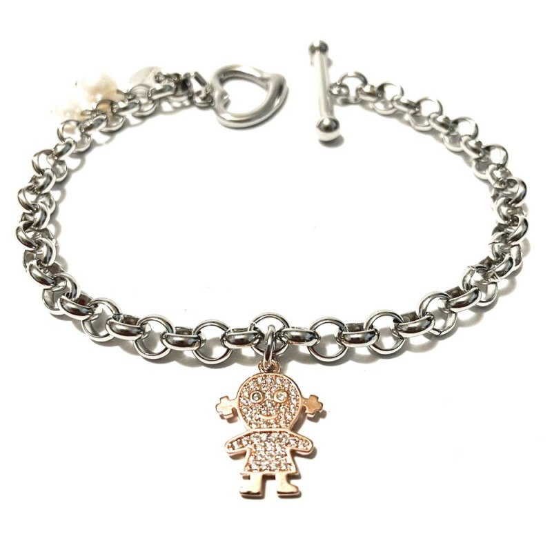 bracciale donna acciaio con bimba ramata