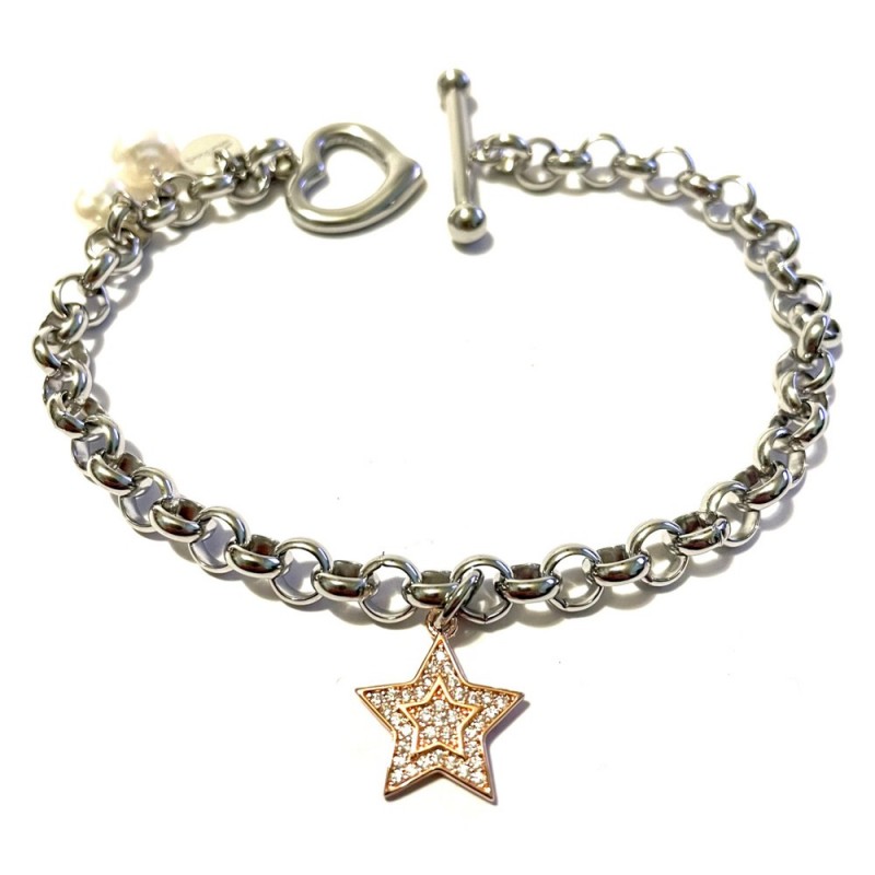 bracciale donna acciaio con stella ramata