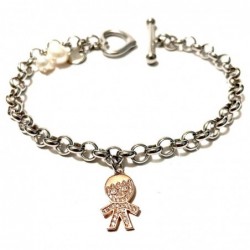 bracciale donna acciaio con bimbo ramato