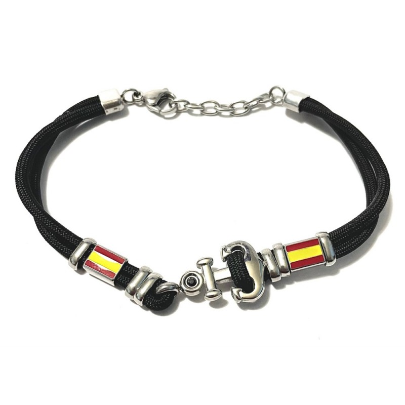 bracciale ancora uomo acciaio e cotone