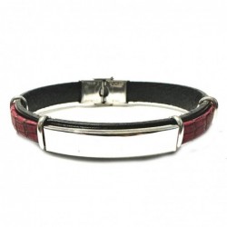 bracciale pelle uomo piastra acciaio