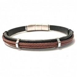 bracciale pelle uomo cavetto acciaio