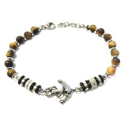 bracciale ancora uomo acciaio e pietre