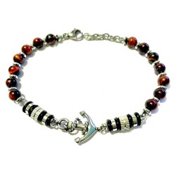 bracciale ancora uomo acciaio e pietre