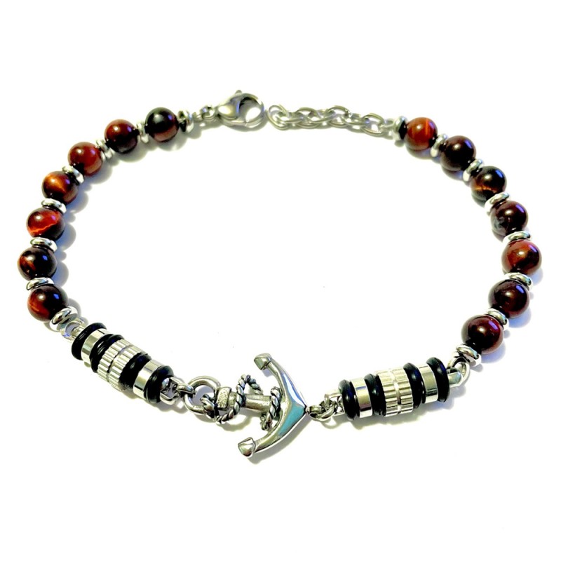 bracciale ancora uomo acciaio e pietre