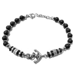 bracciale ancora uomo acciaio e pietre