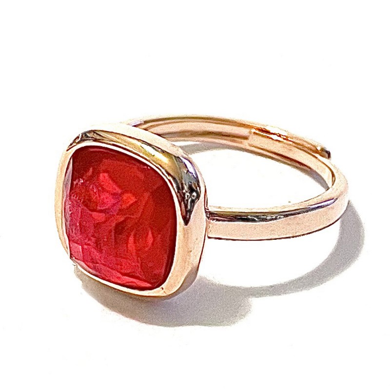 Anello donna con pietra in bronzo ramato