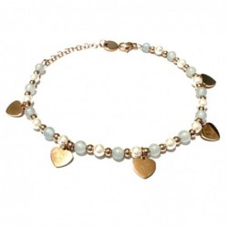 bracciale cuoricini donna pietre acciaio ramato
