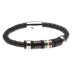 bracciale uomo in pelle con bandiera italiana
