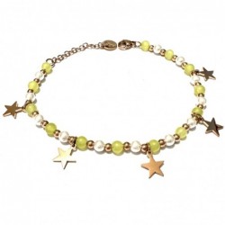 bracciale stelline donna pietre acciaio ramato