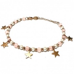 bracciale stelline donna pietre acciaio ramato