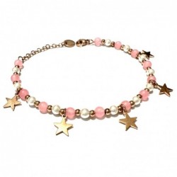 bracciale stelline donna pietre acciaio ramato