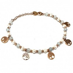 bracciale albero della vita donna pietre acciaio ramato