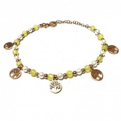 bracciale albero della vita donna pietre acciaio ramato