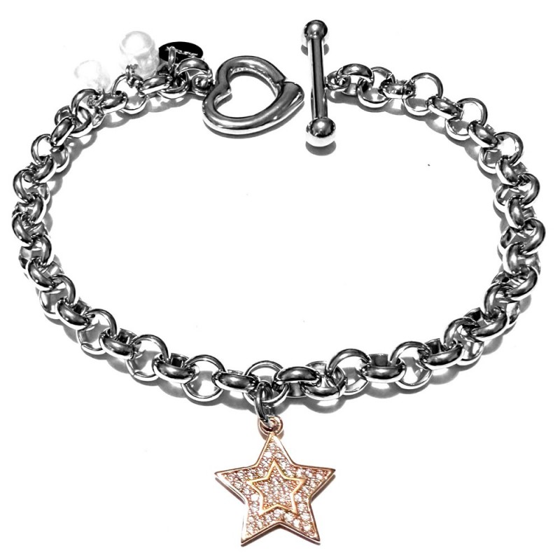 bracciale stella donna acciaio strass e perle