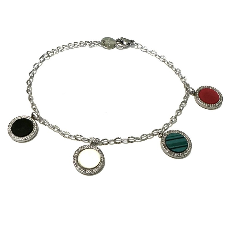 bracciale tondi donna acciaio e resina colorata