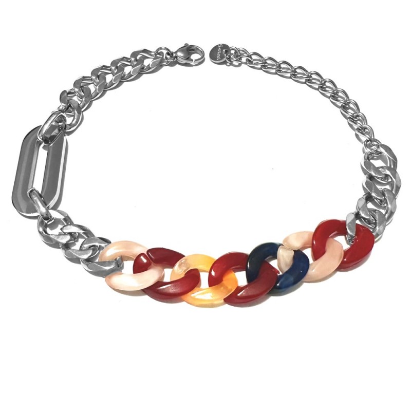 bracciale doccia acciao e grumetta in resina colorata