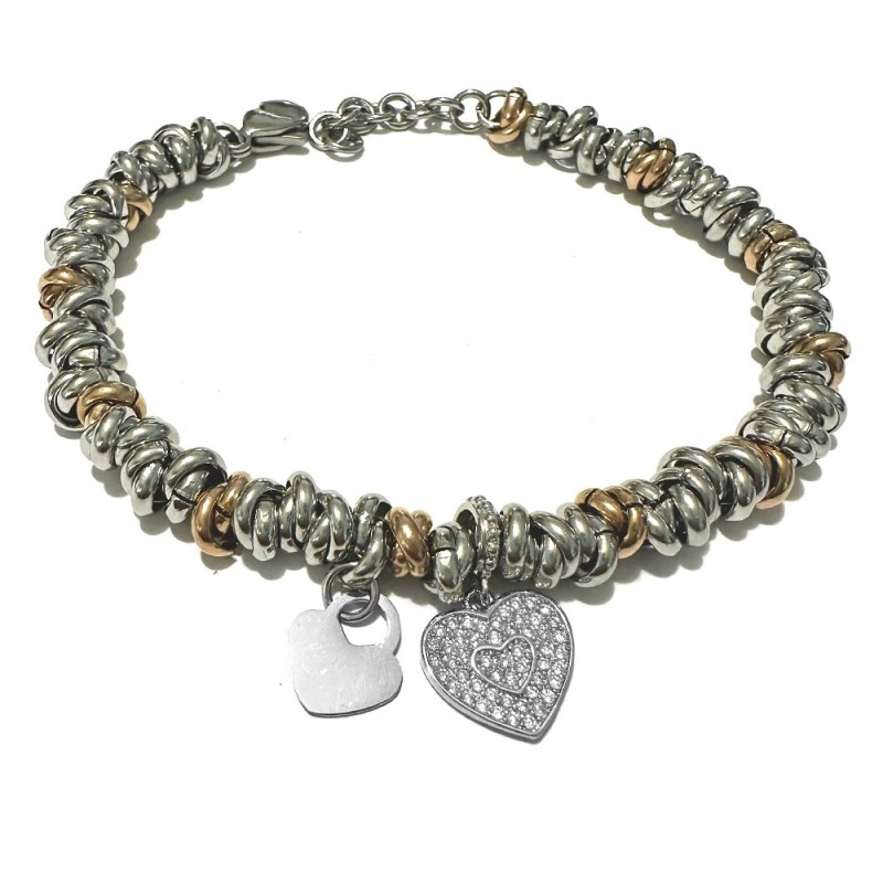 bracciale cuoricini donna acciaio