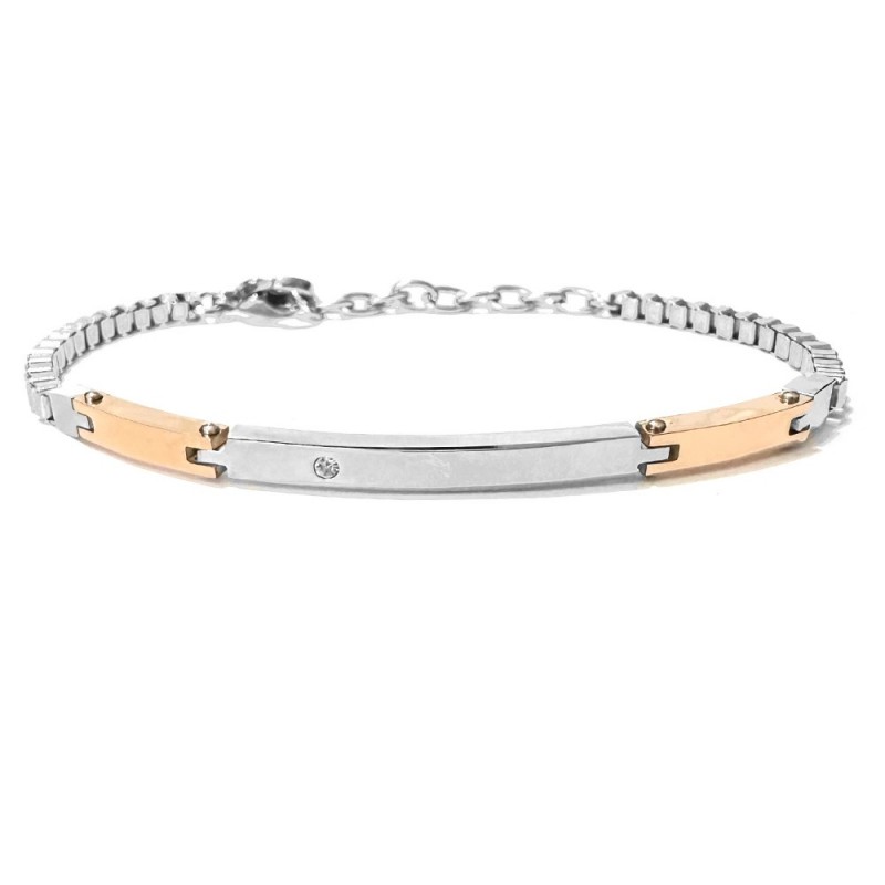 bracciale uomo acciaio classico e ramato