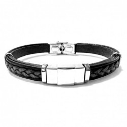bracciale pelle uomo elementi acciaio