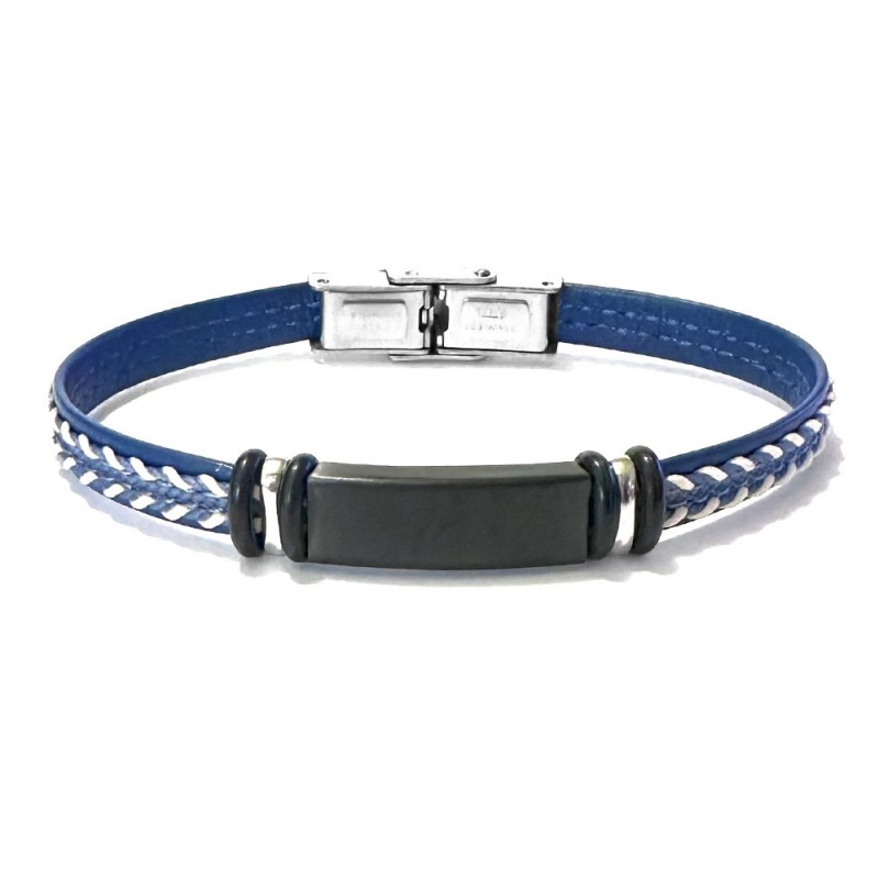 bracciale bimbo pelle colorata e piastra acciaio