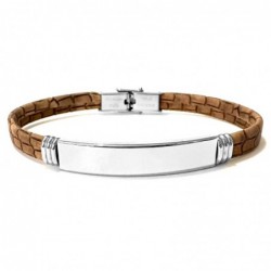 bracciale in pellee piastra in acciaio per incisione