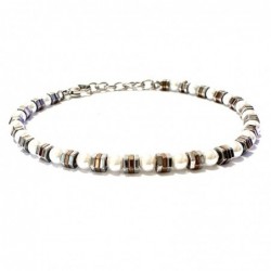 bracciale uomo perle ed esagoni in acciaio