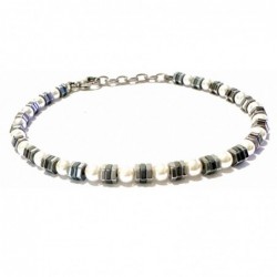 bracciale uomo perle ed esagoni in acciaio