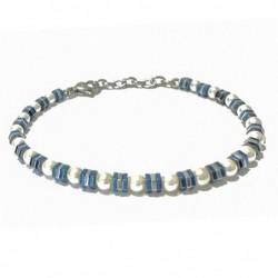 bracciale uomo perle ed esagoni in acciaio