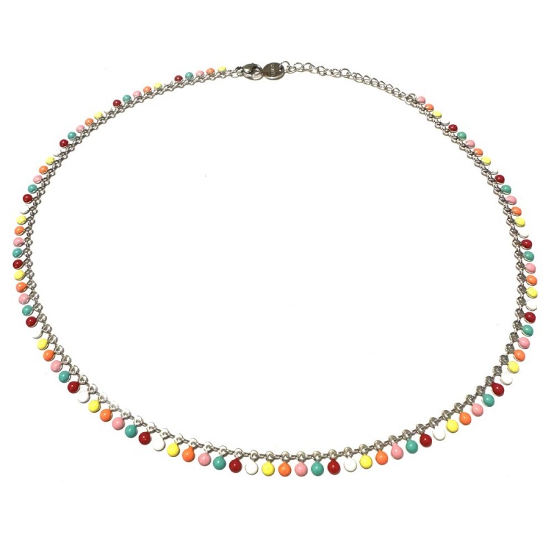 collana donna pallini acciaio dorato e smalti
