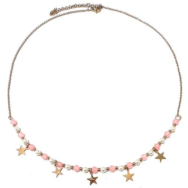 collana stelline donna acciaio ramato e pietre