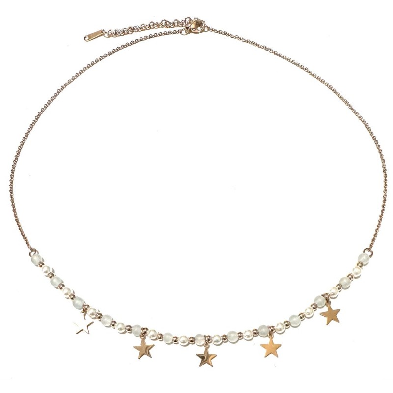 collana stelline donna acciaio ramato e pietre