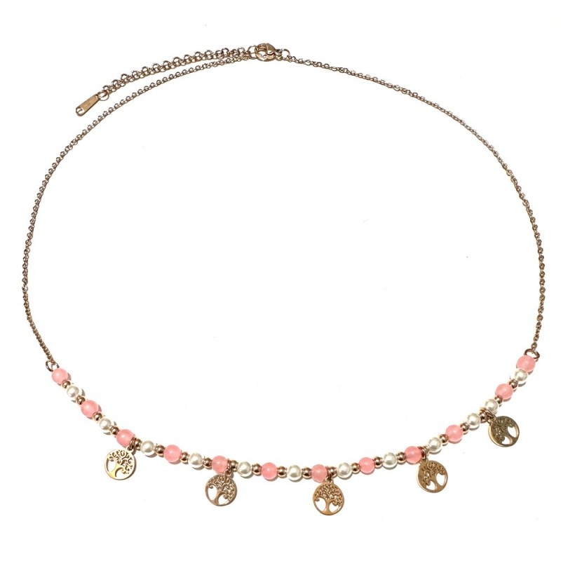 collana albero della vita donna acciaio ramato e pietre