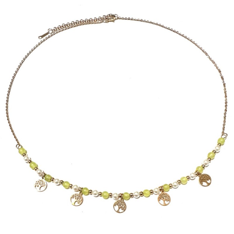 collana albero della vita donna acciaio ramato e pietre