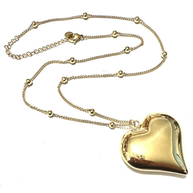 collana donna cuore in acciaio dorato