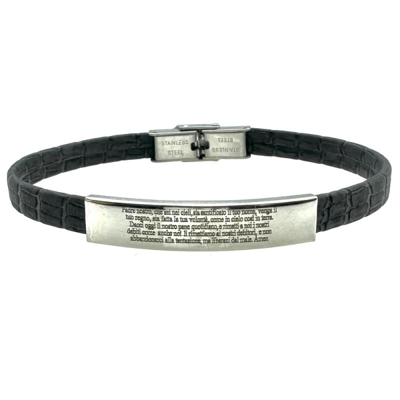 bracciale padre nostro acciaio e pelle