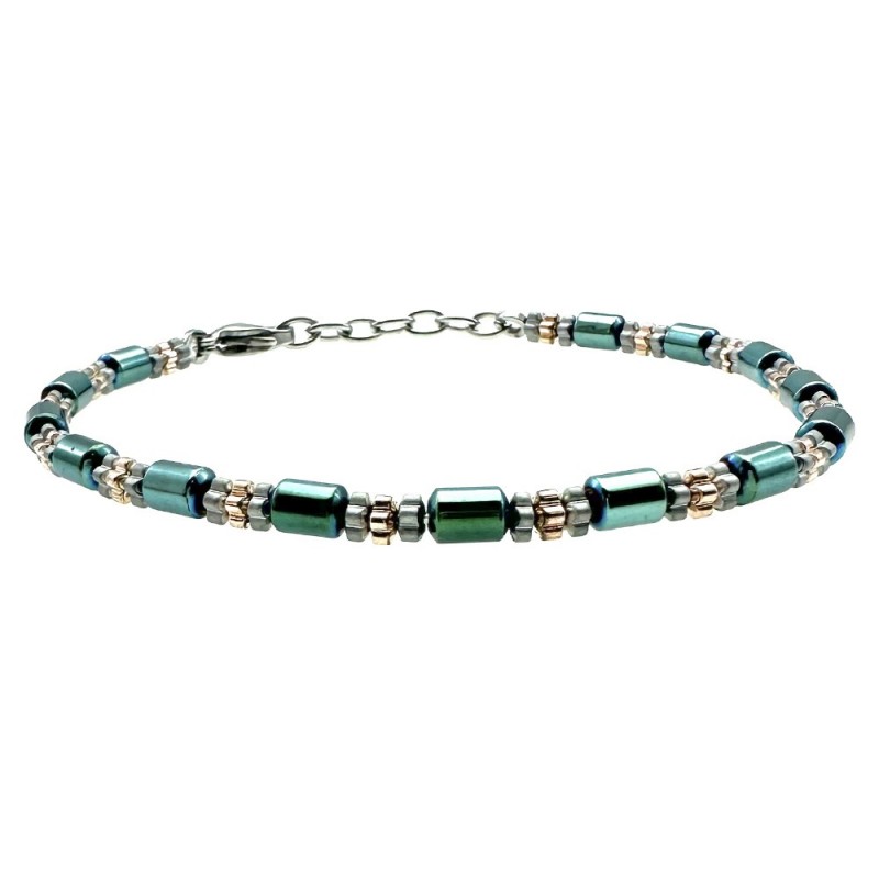 bracciale uomo acciaio con cilindri colorati
