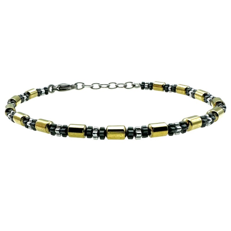 bracciale uomo acciaio con cilindri colorati