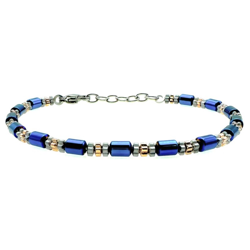bracciale uomo acciaio con cilindri colorati