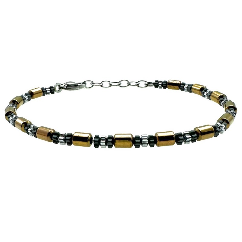 bracciale uomo acciaio con cilindri colorati