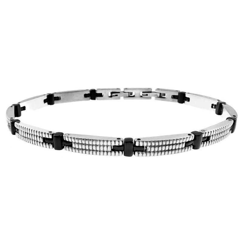 bracciale uomo acciaio elemnti a quadratini