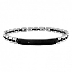 bracciale uomo acciaio con piastra e strass
