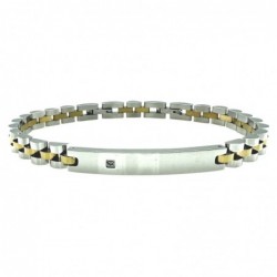 bracciale uomo acciaio con piastra e strass